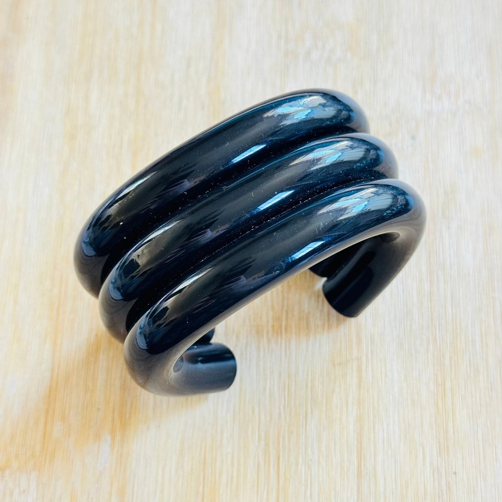 VTG Judith Hendler Bracelet Triple Tube Stacked Lucite Flashy Chunky Statement